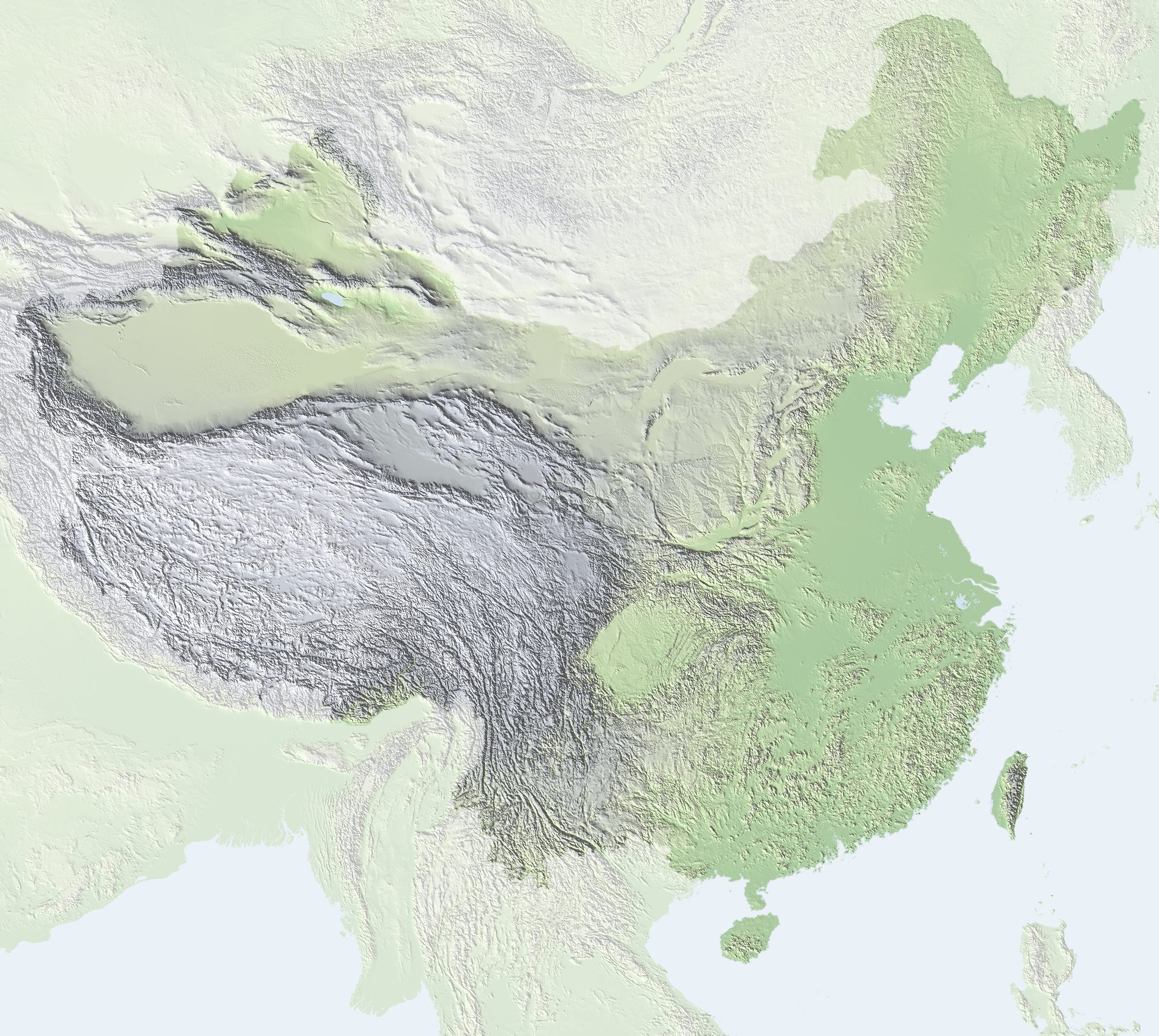 Relief map of China